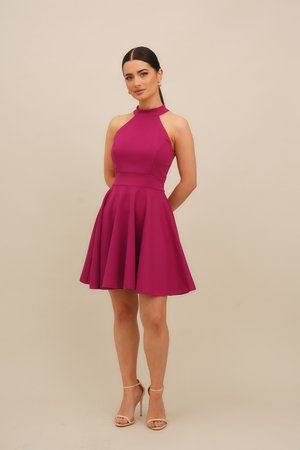 RUBY HALTER NECK SKATER - Jerseykleid - very berry
