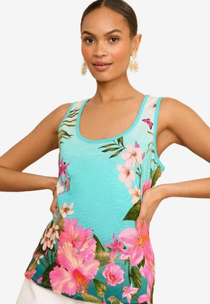 SCOOP NECK - Felső - blue tropical print