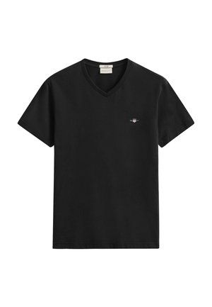 GANT, SHIELD V NECK - Βασικό μπλουζάκι - black