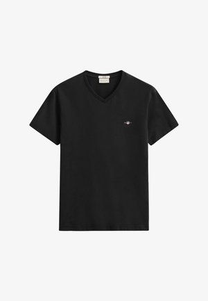 GANT, SHIELD V NECK - T-Shirt basic - black
