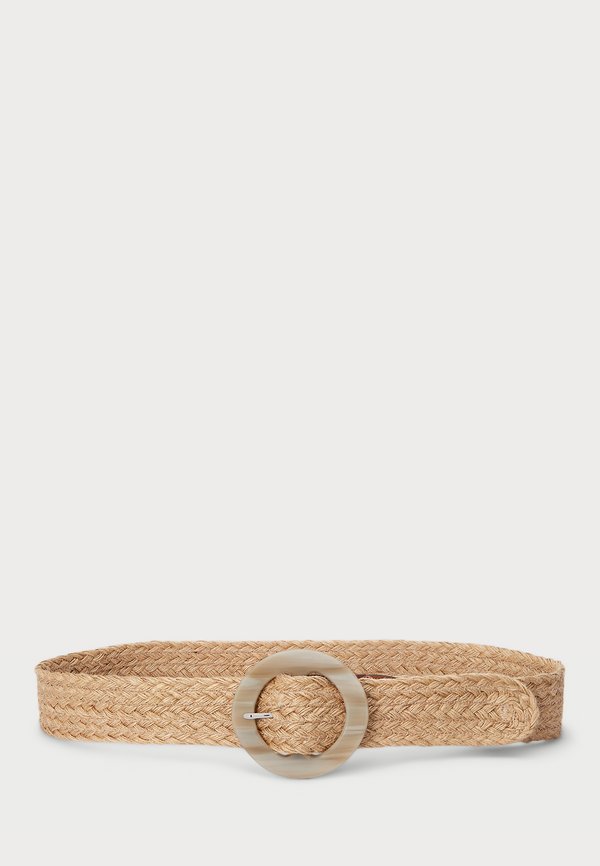 WOVEN JUTE FAUX HORN BUCKLE WIDE BELT - Belt