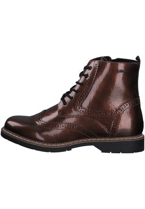 Lace-up ankle boots - copper patent