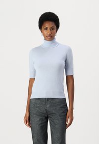pure cashmere TURTLE NECK SHORT SLEEVE - Pulover - baby blue