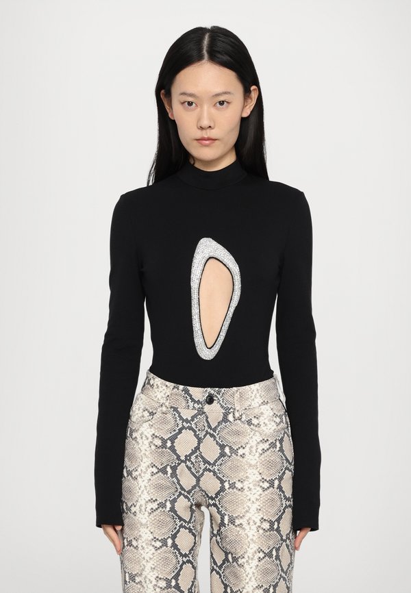 CRYSTAL CUTOUT BODYSUIT - Long sleeved top