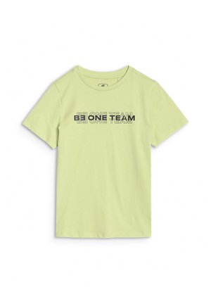 4F, 4F T-SHIRT Z NADRUKIEM CHŁOPIĘCY - CZARNY 122 (6-7 LAT) - Sport T-shirt - canary green neon