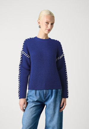 JDY JDYROSELLA STITCH - Pullover - sodalite blue/white
