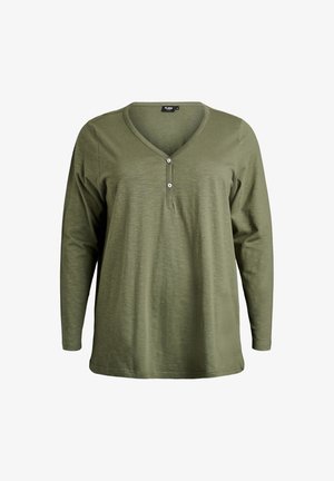 Zizzi, FLASH - MIT V-AUSSCHNITT UND KNÖPFEN - Long sleeved top - thyme