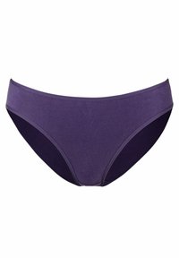 Culotte de bikini en coton violet avec une taille lisse et un design sans coutures. Présente une teinte plus foncée à l'arrière pour créer un contraste.