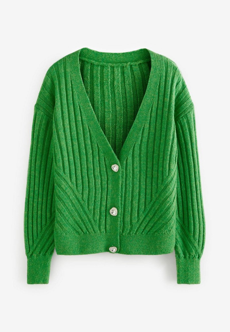 Damen Strickjacken | Next WITH GEM BUTTON Strickjacke green/grün - DW45793 Damen Strickjacken | Next WITH GEM BUTTON Strickjacke green/grün - DW45793
