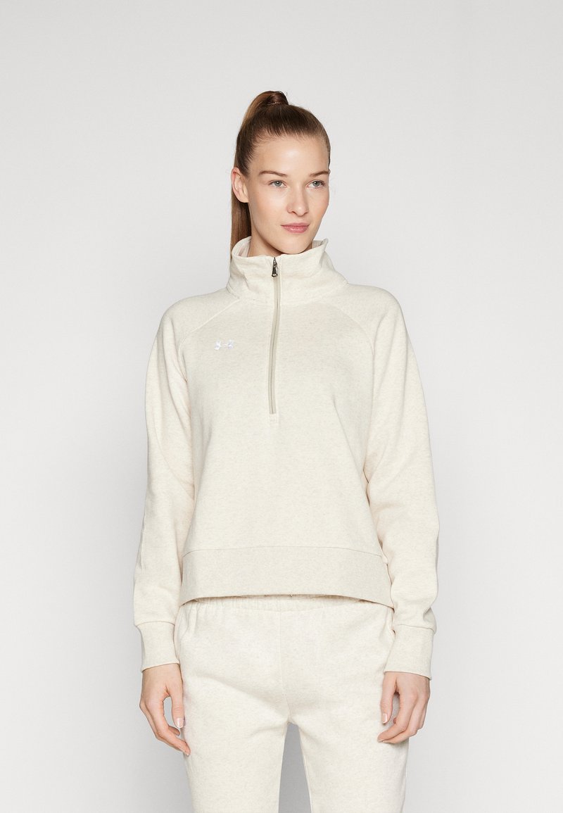 Under Armour RIVAL FLEECE - Felpa - oatmeal light heather/white