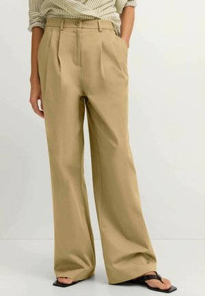 MIT DOPPELTER BUNDFALTE - Trousers - moos