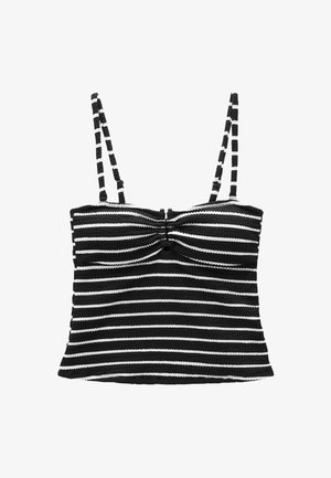 Next BANDEAU TANKINI - REGULAR FIT - Bikinio viršutinė dalis - black white stripe crinkle