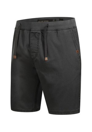 Shorts noirs en coton mélangé. Dotés d'une taille élastique avec cordons de serrage, de poches latérales et d'une étiquette logo sur le devant.