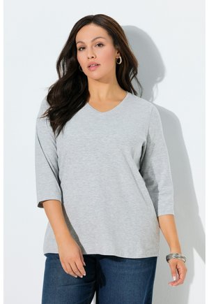 HEART LOGO EMBROIDERED - Camiseta de manga larga - pale mottled grey