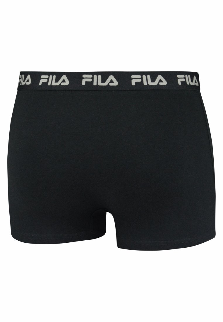Boxer shorts noirs en tissu doux, avec une ceinture contrastée FILA grise et un design à jambes courtes. Finition sans coutures pour plus de confort.