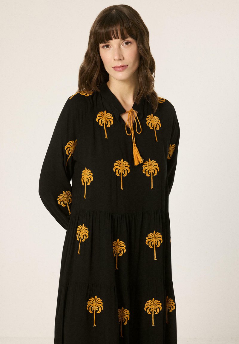 Touch Priv PALM TREE EMBROIDERED DRESS - Maxi dress - black - Zalando