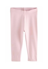 Lichtroze legging gemaakt van rekbare katoenmaterialen. Heeft een elastische tailleband en een aangesloten ontwerp, met een gladde, patroonloze textuur.