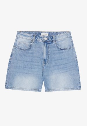 Svetlomodré denimové krátke nohavice s predným zapínaním na gombíky, pútkami na opasok a päťvreckovým strihom, značka Anna Field.