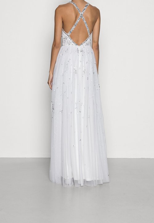 Maya Deluxe Elegante midi-jurk voor dames, bruiloft, mouwen, diepe V-hals, pailletten, cocktailjurk, afstudeerbal, bruidsmeisjesjurk, bruidsmeisje, Donkerblauw, 54