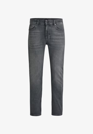 Mörkgrå jeans i denim med en klassisk fem-fickorsdesign, rak passform och subtila blekningar på låren. Silverfärgade detaljer.
