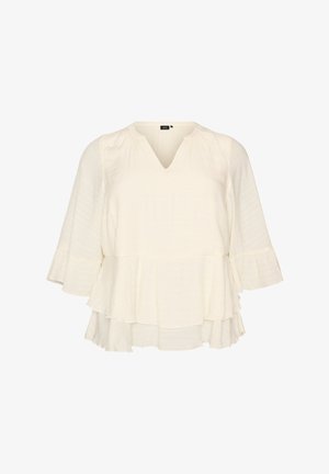 Zizzi, BLUSE MIT 3/4-ÄRMELN UND RÜSCHENDETAILS - Blúzka - vanille