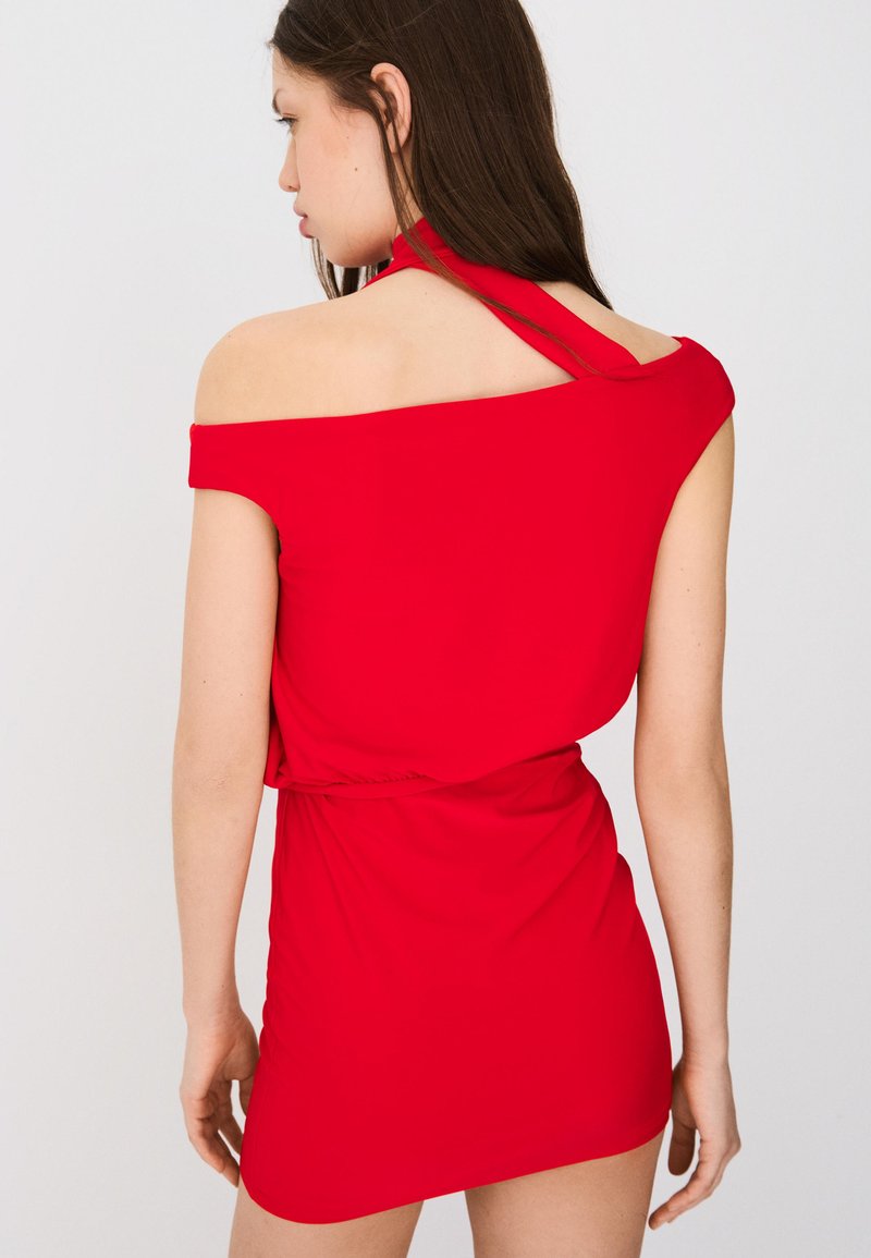 Bershka BARDOT SCARF MINI DRESS - Day dress - red - Zalando.ie