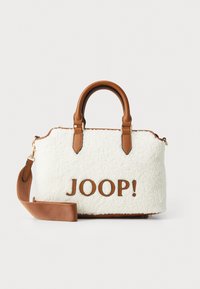 Hvid plyskurv med brune læderdetaljer og håndtag. Har et "JOOP!" logo i brun. Inkluderer en aftagelig skulderrem.