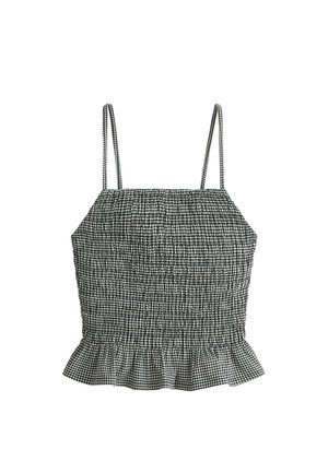OYSHO, COMFORTLUX SMOCK GINGHAM TANK TOP - Blouse - black