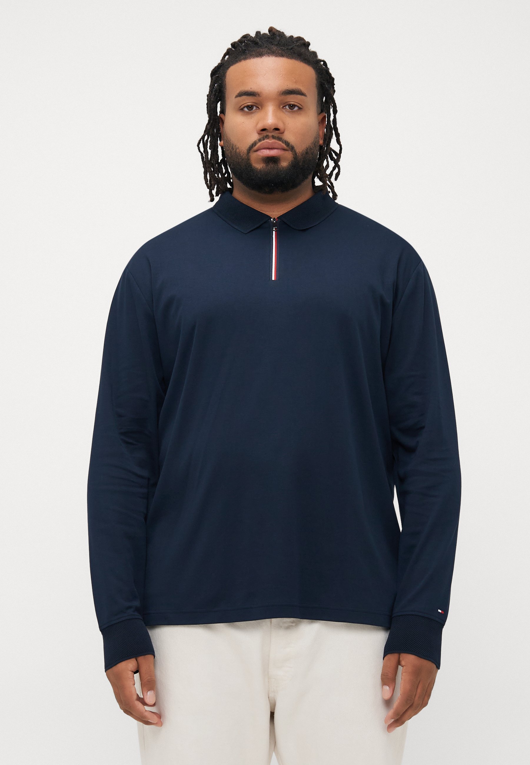 Tommy Hilfiger ZIP - Polo shirt - desert sky/dark blue - Zalando.co.uk