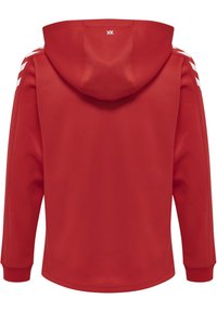 Felpa con cappuccio rossa e maniche lunghe, con strisce bianche sulle spalle. Tessuto morbido con un design minimalista e dettagli del logo.