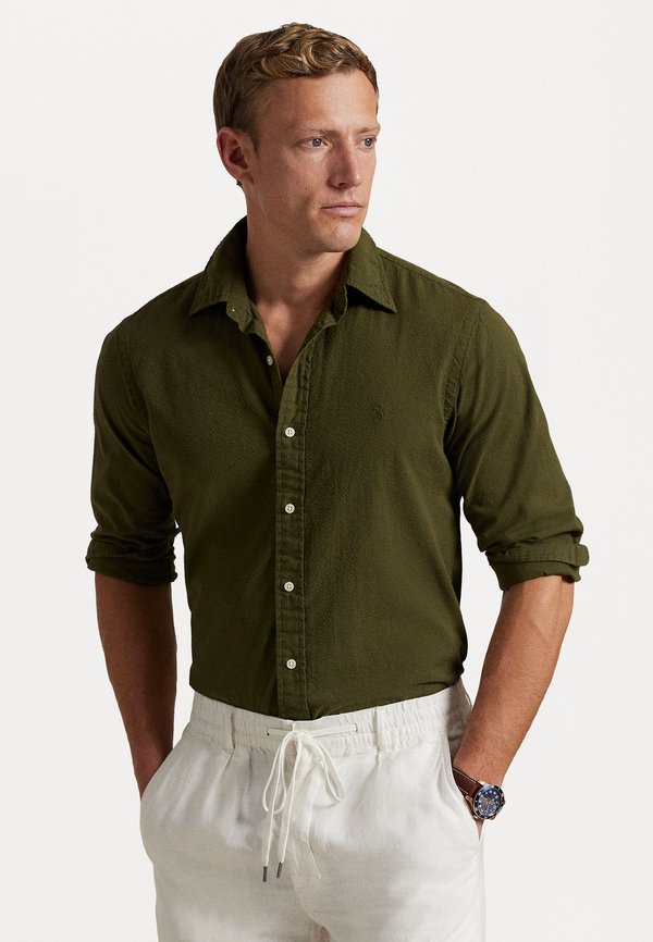 CUSTOM FIT SEERSUCKER SHIRT - Shirt - new olive