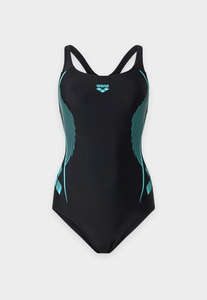 Arena, WOMEN PRO BACK GRAPHIC - Badedragt - black/water