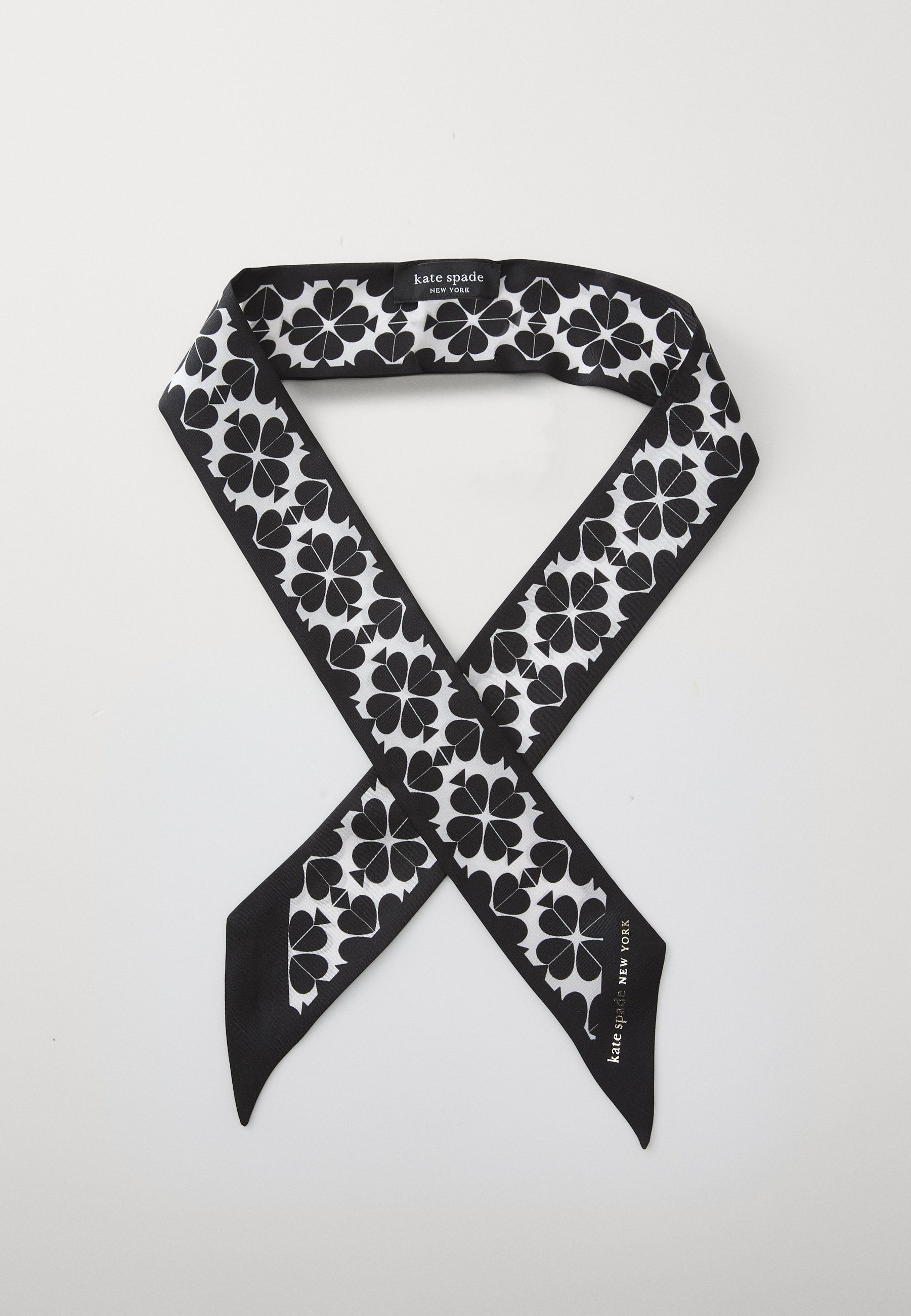 kate spade new york FLOWER SKINNY Foulard black cream/white