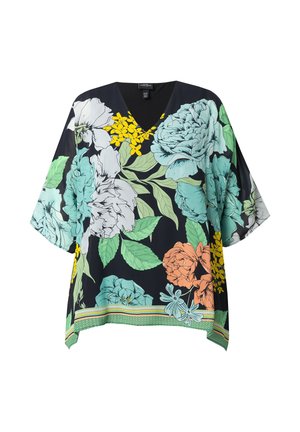 Ulla Popken LAYERED SHORT SLEEVE FLORAL - Blouse - black