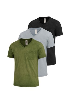 SET OF 3 OM - Camiseta básica - black grey olive