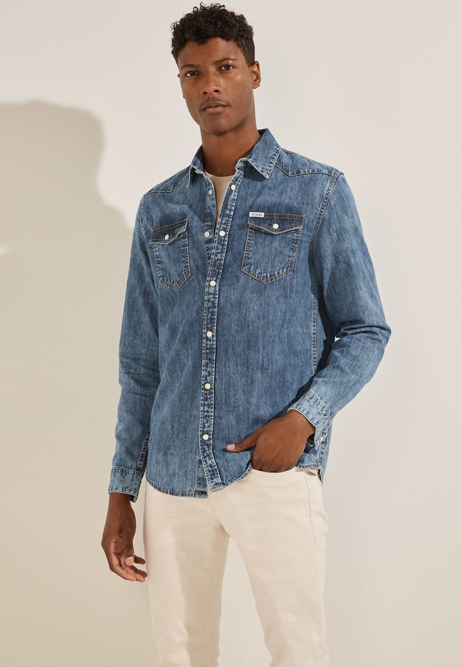 Guess SLIM FIT - Camicia - blau/blu - Zalando.it
