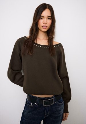 ASYMMETRIC STUD  - Melegítőfelső - dark brown