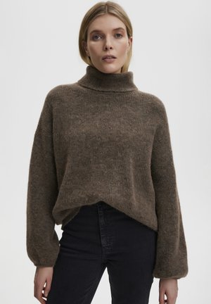 ALPHAGZ LS ROLLNECK NOOS - Striktrøje - dark sand melange