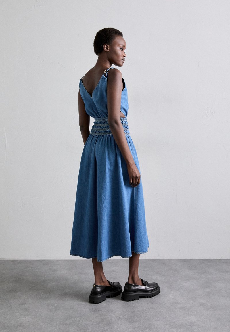 maje denim dress Short flared denim dress