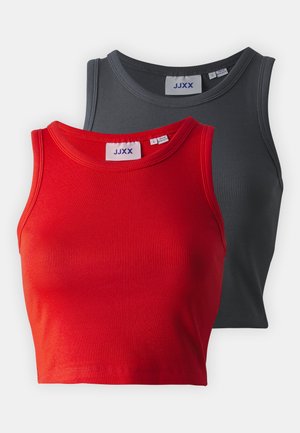 JJXX JXFALLON TANK 2 PACK - Linne - asphalt/fiery red