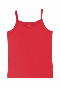 Tricou roșu fără mâneci, cu bretele subțiri și decolteu rotund, expus pe un fundal alb.