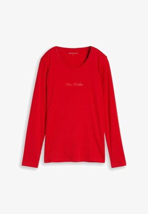 TOM TAILOR, TOM TAILOR T-SHIRT SLIM FIT LANGARMSHIRT MIT LOGO-PRINT - Langarmshirt - soft scarlet red