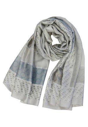 Pañuelo ligero y sedoso en tonos de gris con patrones geométricos. Textura suave con diseños variados, ideal para un estilo versátil.