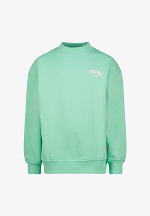 Mintgrünes Sweatshirt mit langen Ärmeln, gerippten Bündchen, Halsausschnitt und Saum, mit weißem Schriftzug "VINGINO EST. 1992" auf der Brust.