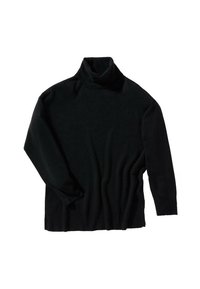 Pullover nero a collo alto in un morbido tessuto a maglia, con maniche lunghe e una vestibilità rilassata, con polsi e orlo a coste.