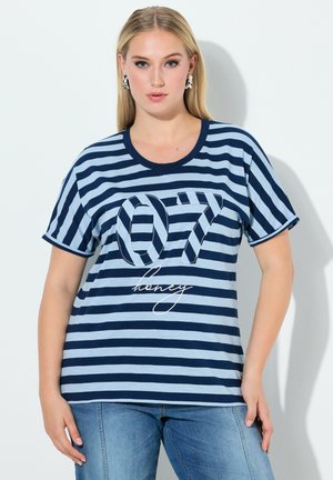 PATCHWORK STRIPED GRAPHIC TEE - T-Shirt print - ink blue