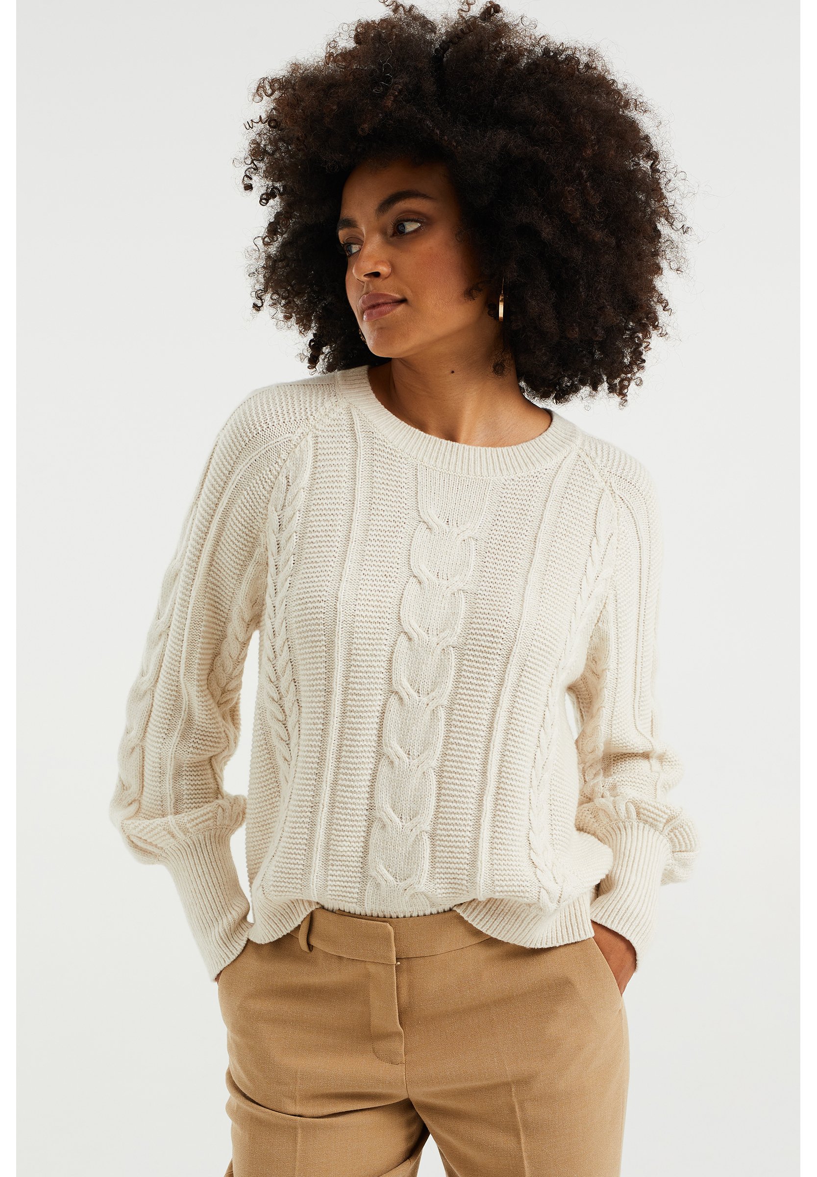 WE Fashion DAMES KABELGEBREIDE TRUI - Trui - off-white/crème - Zalando.nl