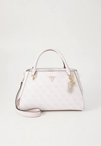 Hele roosa käekott struktureeritud disainiga, millel on tekstuuriga pind, kuldsed metalldetailid ja eemaldatav õlakandmisrihm. Sisaldab logo aktsente.