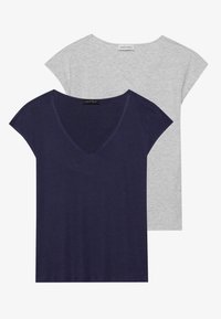 2 PACK - Lihtne T-särk - darb blue/light grey melange