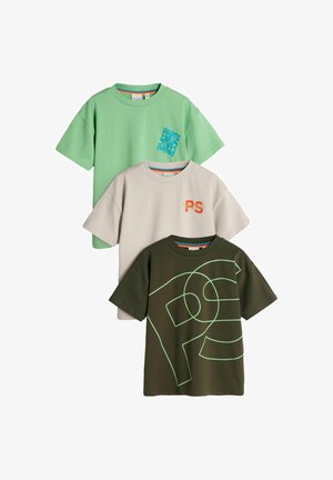 Paul Smith Junior, REGULAR FIT - GRAPHIC T-SHIRTS 3 PACK . - T-shirts print - green ecru